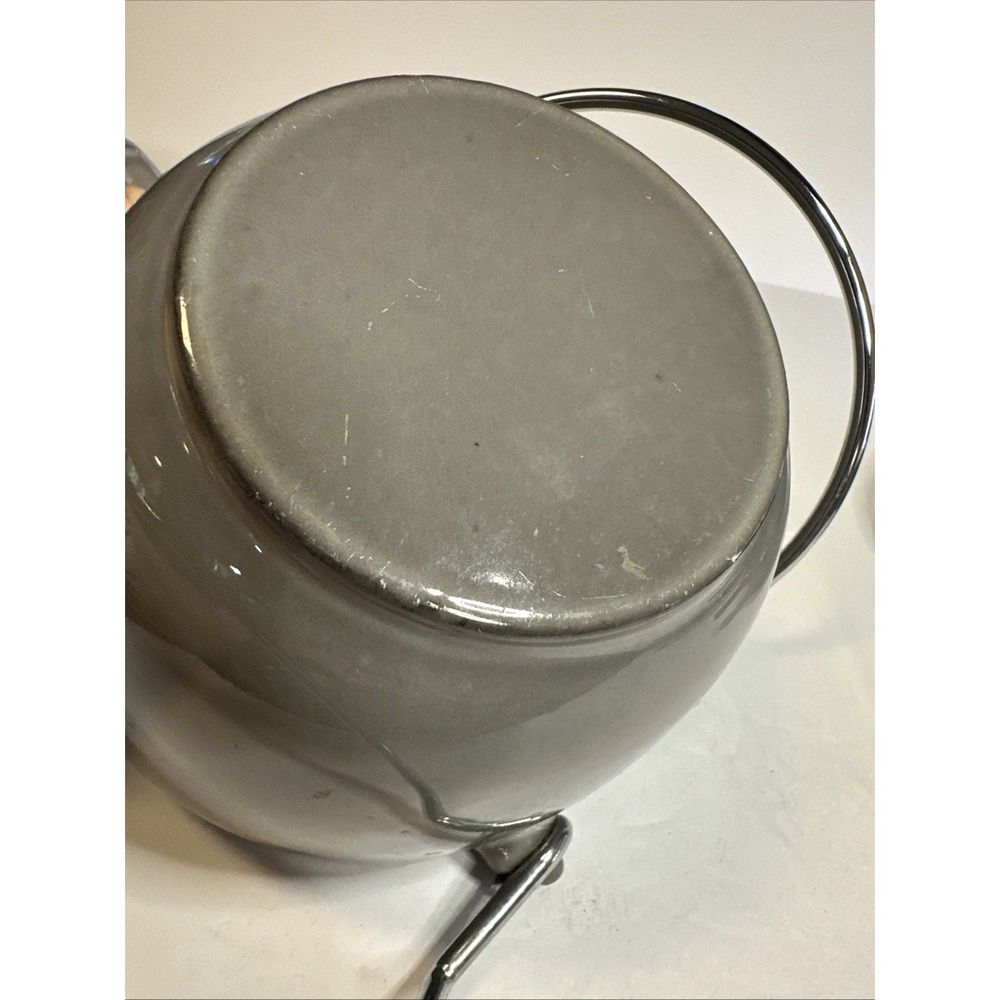 LA THEIERE STAUB Round Enameled Cast Iron Tea Kettle 1 Qt Gray France - Picture 7 of 10